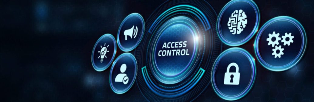 Business, Technology, Internet and network concept. Business man working on the tablet of the future, select on the virtual display: Access control